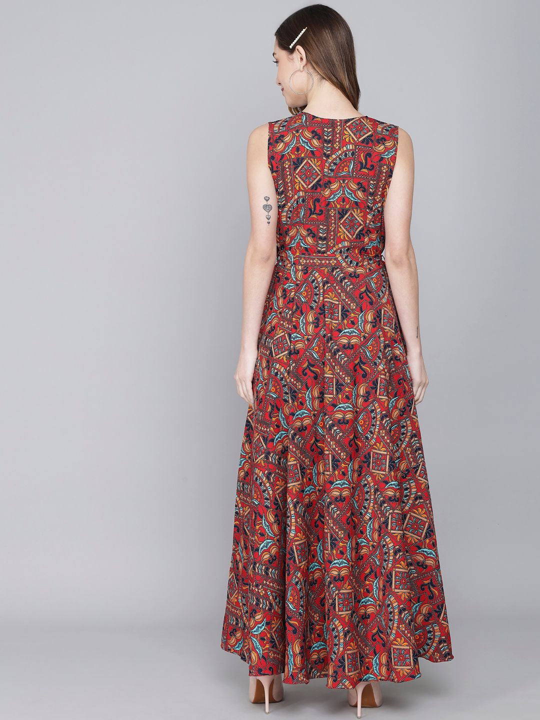 Rudraaksha women stylish crepe printed maxi dress