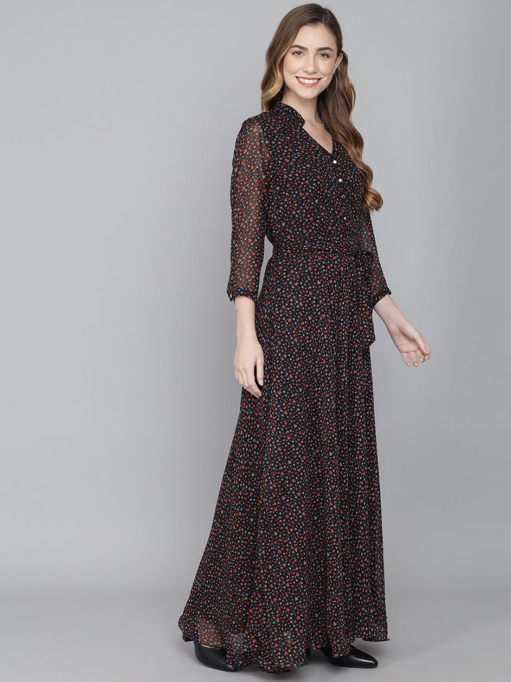 stylish georgette printed maxi dress