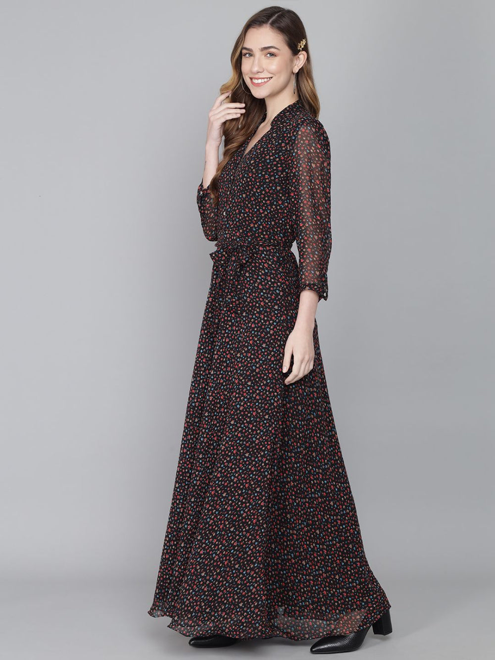 stylish georgette printed maxi dress