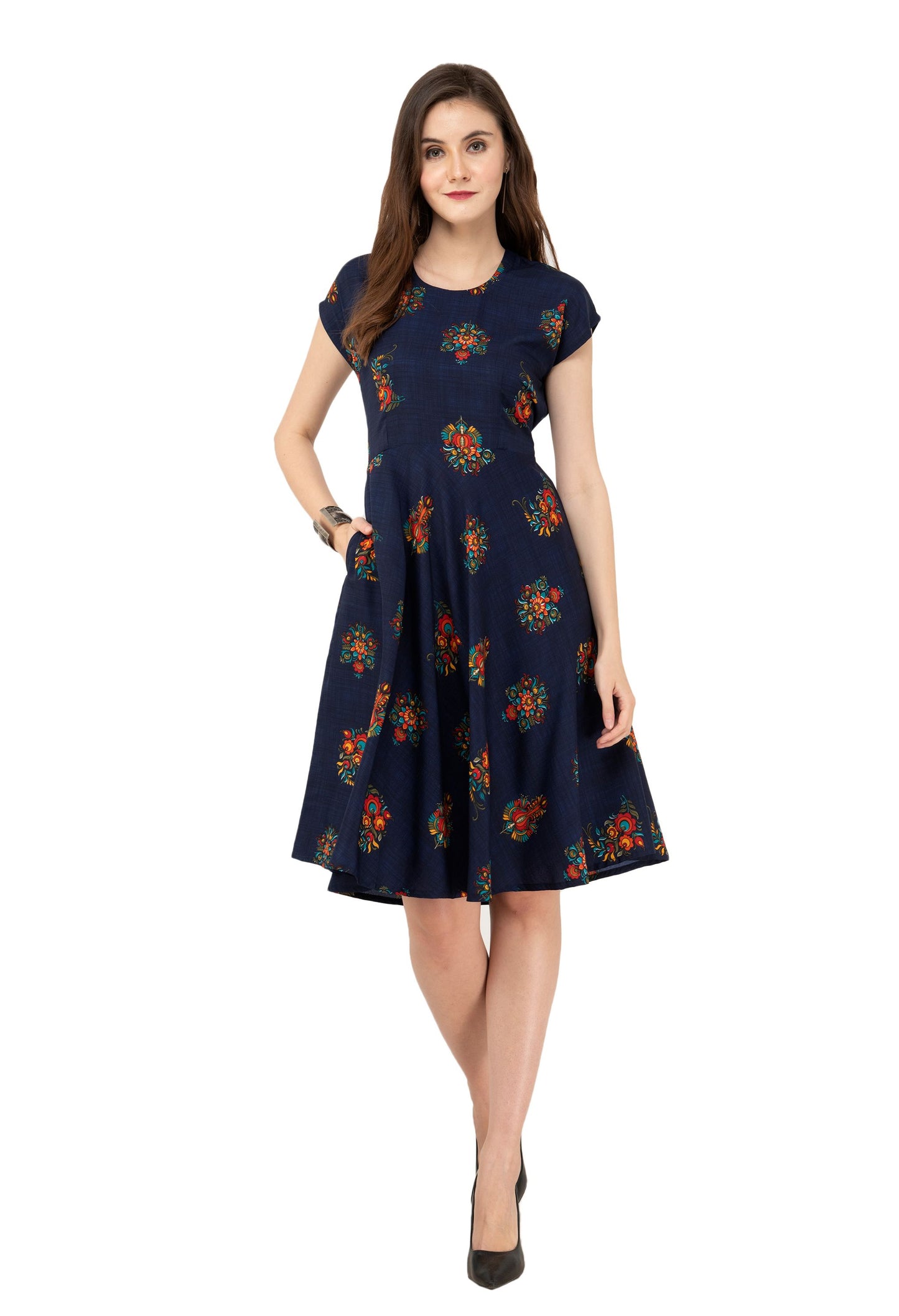 Rudraakshaksha women's crepe printed dress