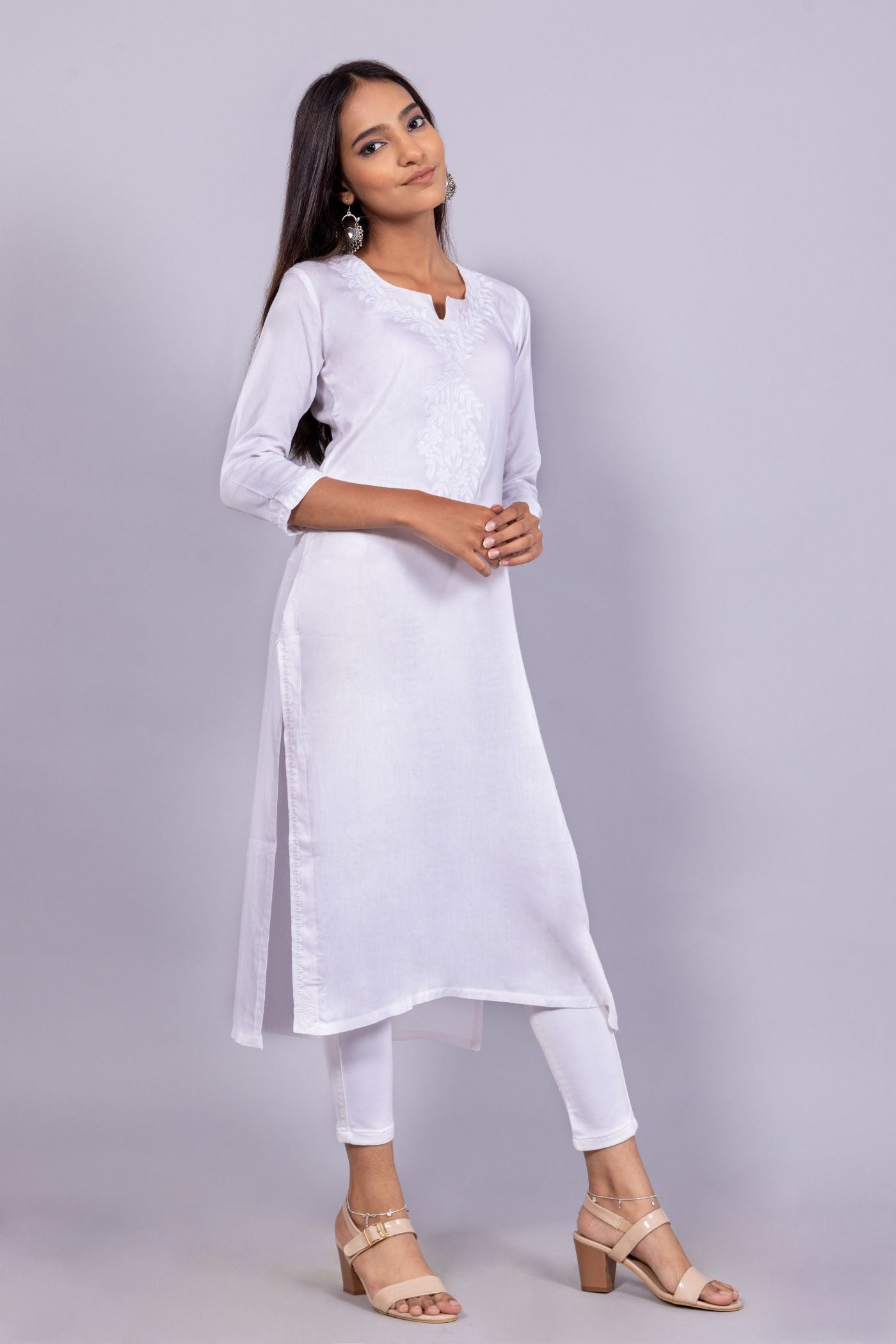 Cotton Chikankari Kurti (Mint Green)