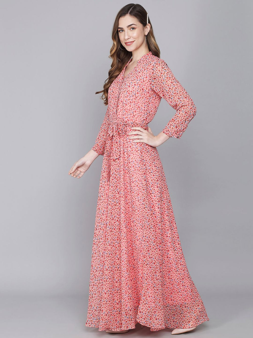 stylish georgette printed maxi dress