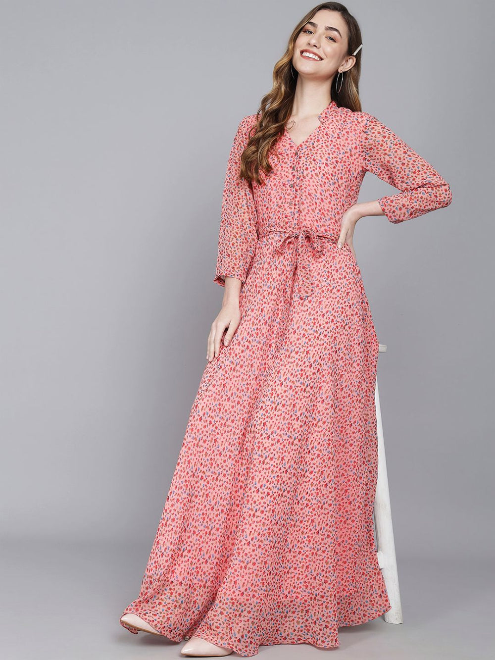 stylish georgette printed maxi dress