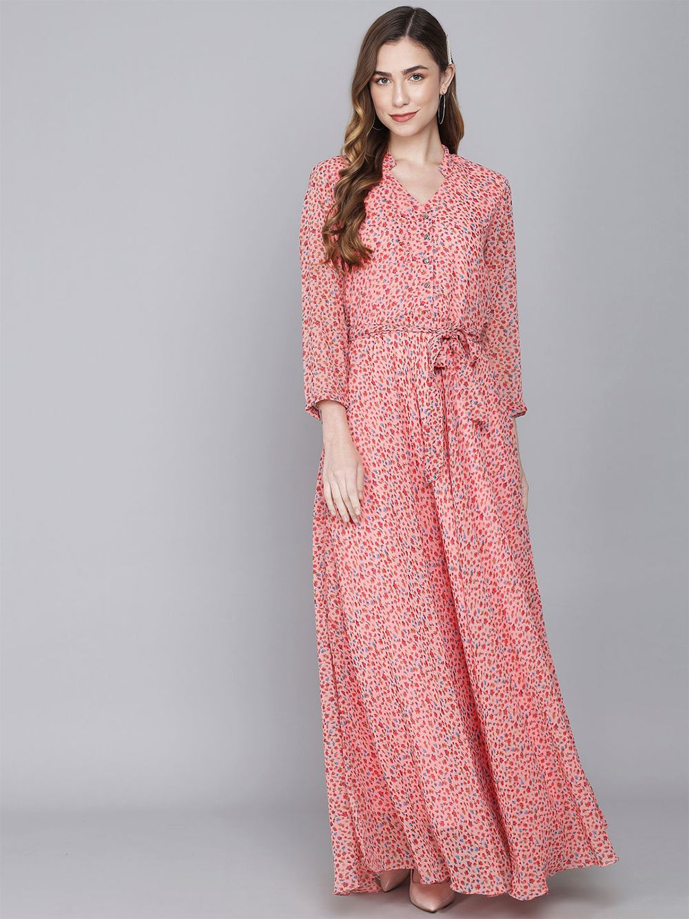 stylish georgette printed maxi dress