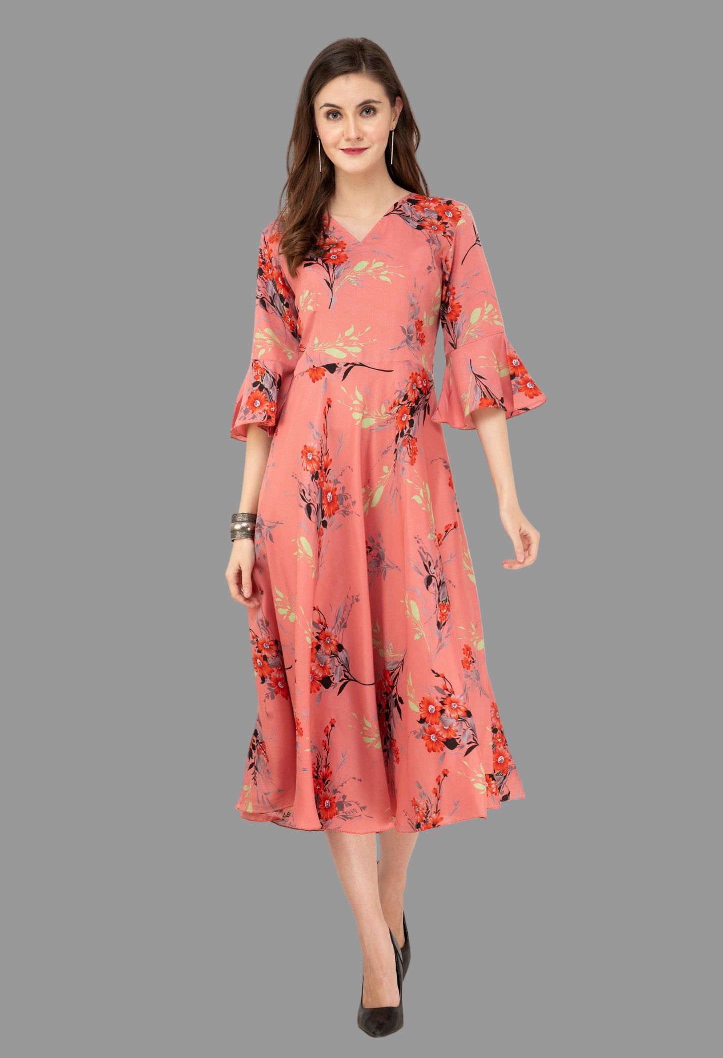 Women’s Floral Fit & Flare Dress – Elegant Casual Wear