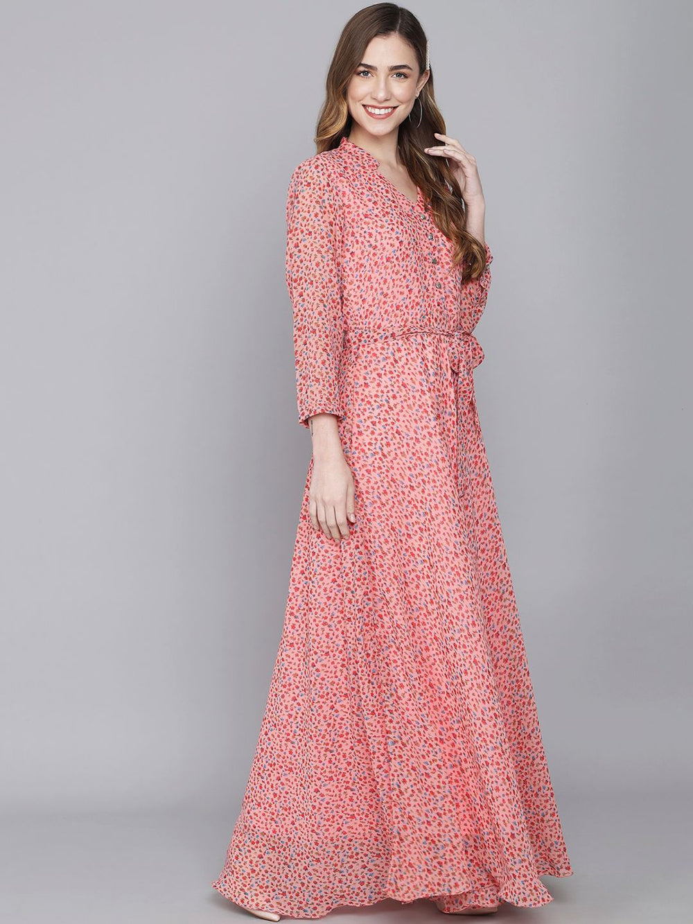 stylish georgette printed maxi dress