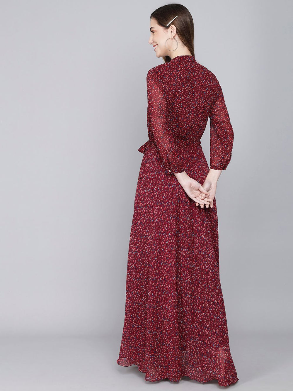 stylish georgette printed maxi dress