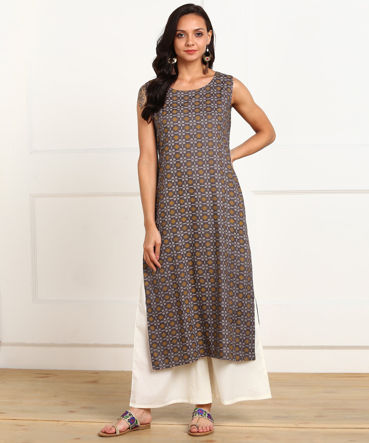 Rudraaksha Straight Kurta with Palazzo Set