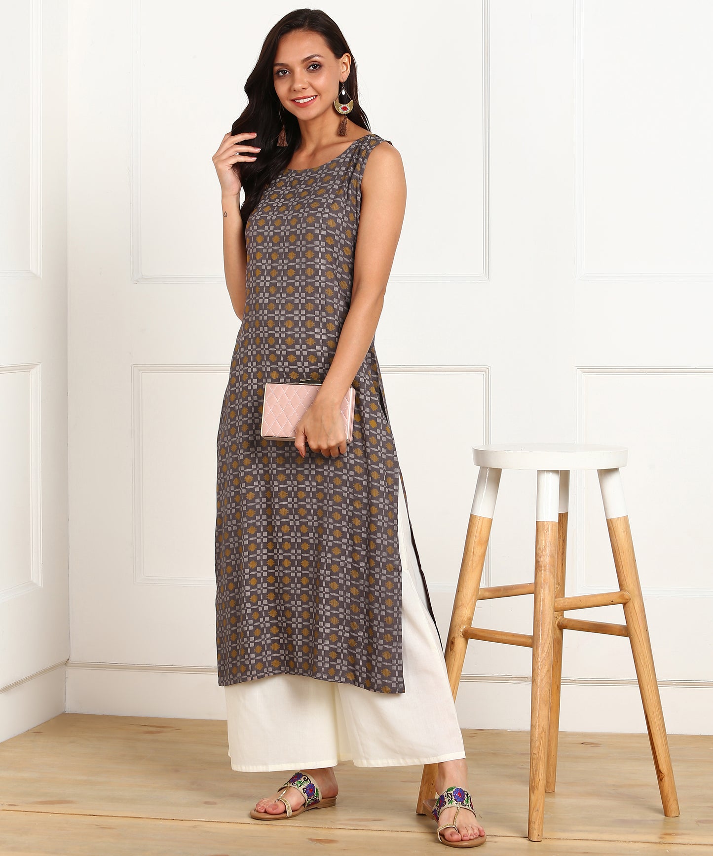 Rudraaksha Straight Kurta with Palazzo Set