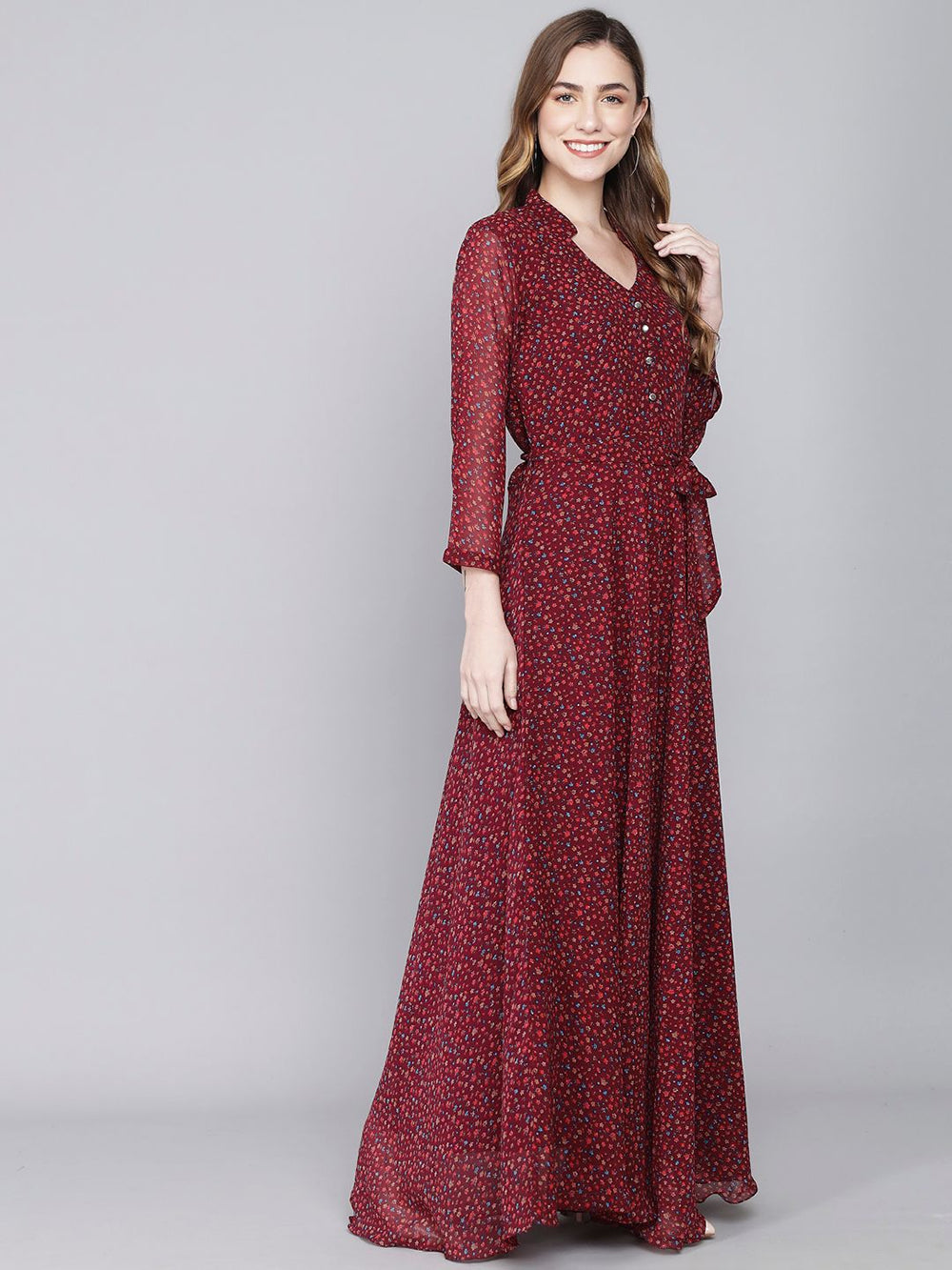 stylish georgette printed maxi dress