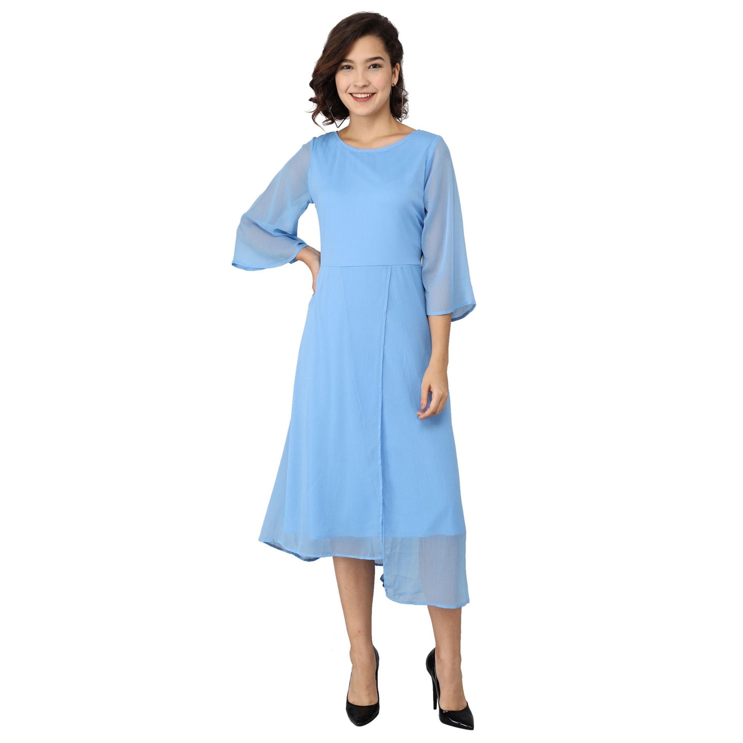 Rudraaksha women's chiffon bell sleeve dress