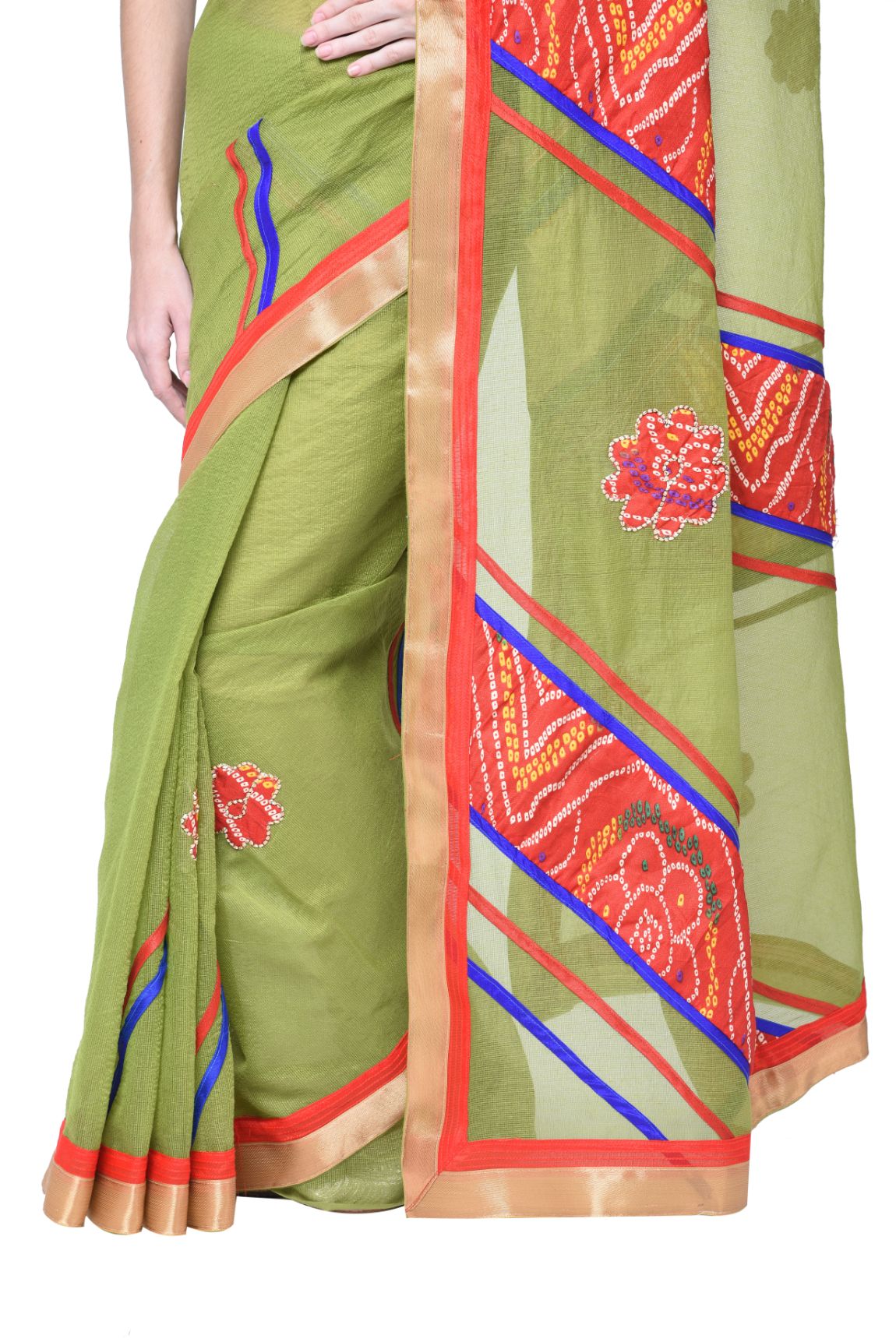 Rudraaaksha Women's Printed Saree With Unstitched Blouse Piece