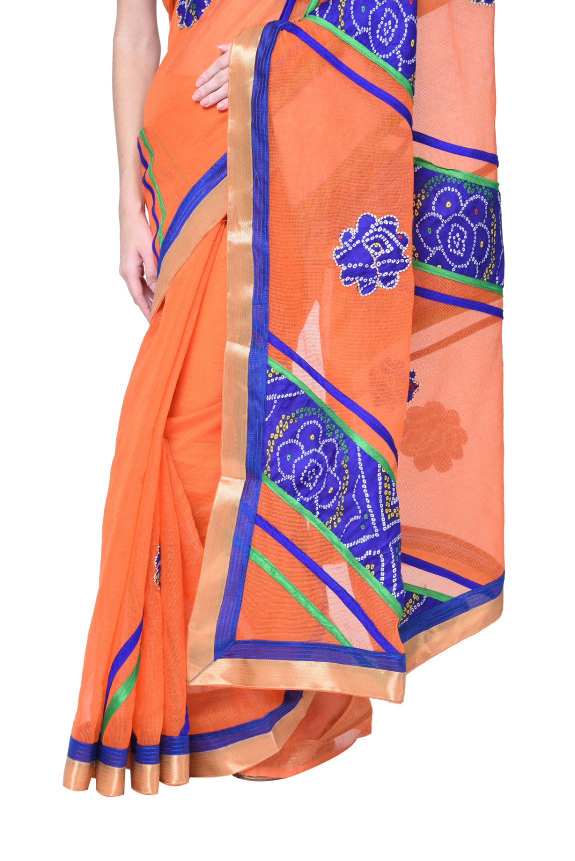 Rudraaaksha Women's Printed Saree With Unstitched Blouse Piece