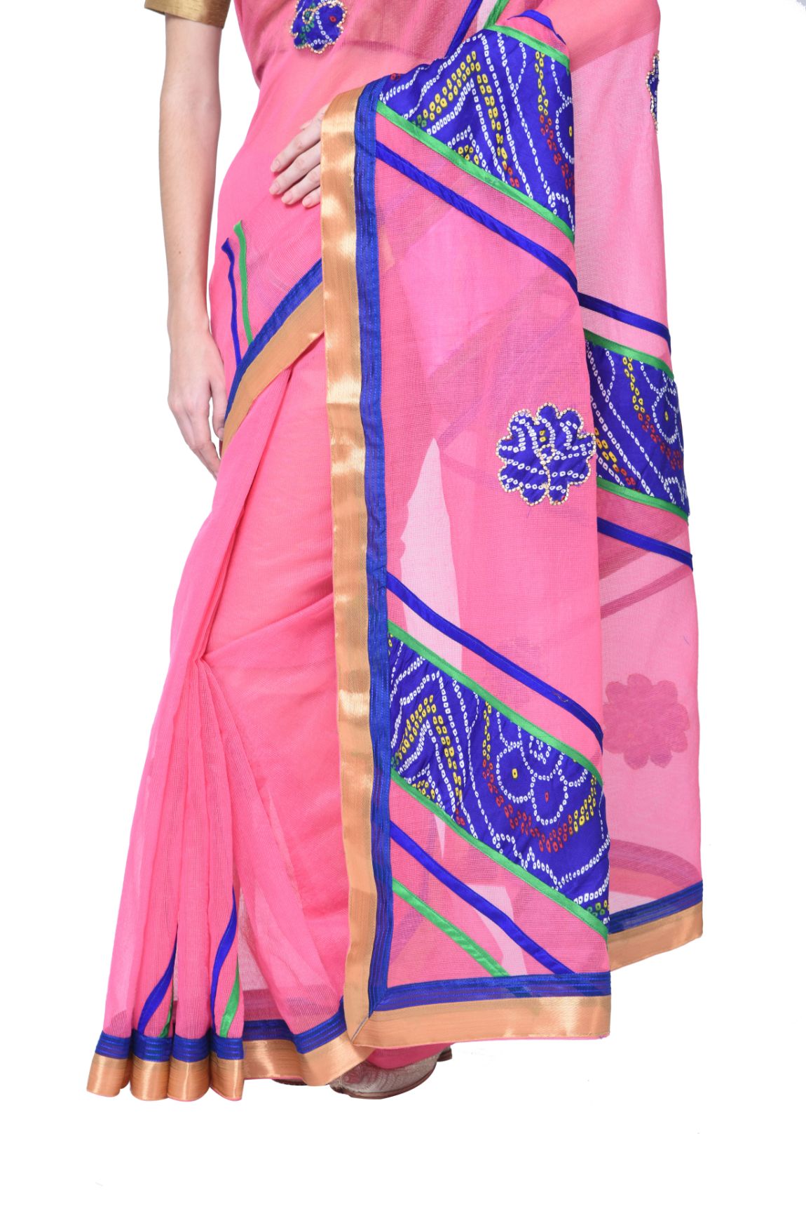 Rudraaaksha Women's Printed Saree With Unstitched Blouse Piece