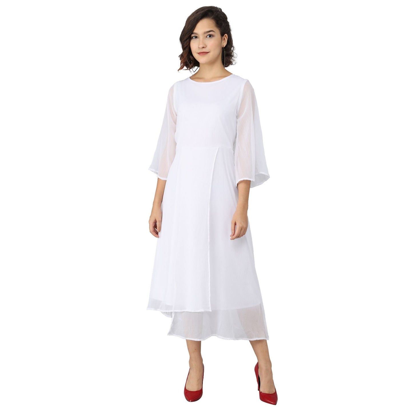 Rudraaksha women's chiffon bell sleeve dress