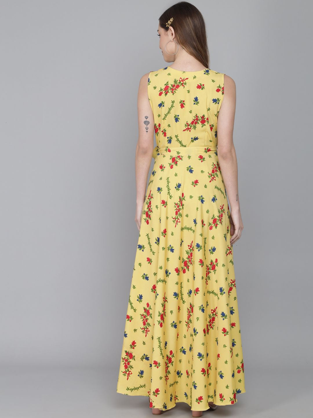 Rudraaksha women stylish crepe printed maxi dress