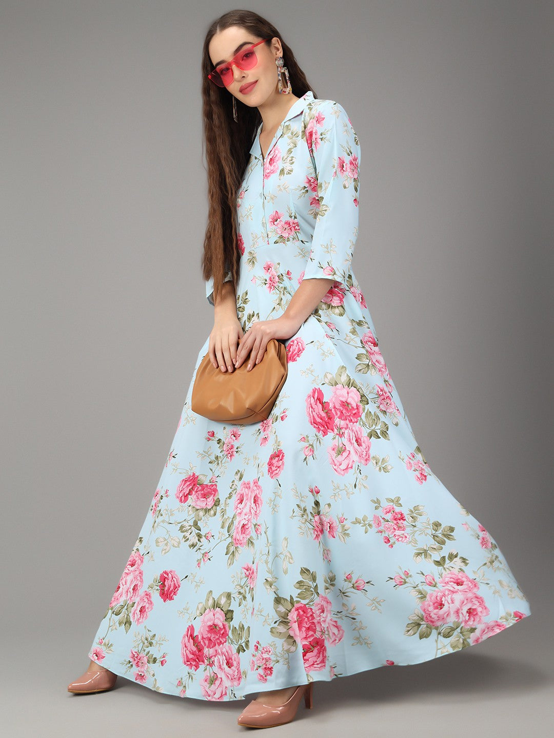 Rudraaksha women printed Aqua Blue stylish Dress