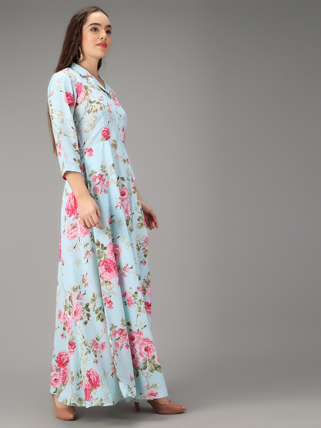 Rudraaksha women printed Aqua Blue stylish Dress