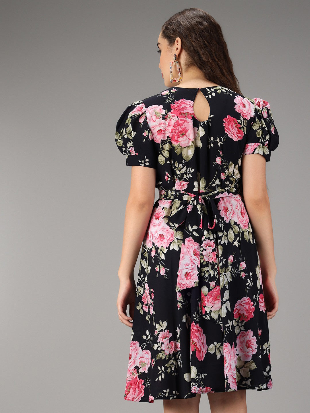 Printed Black Stylish Short Dress