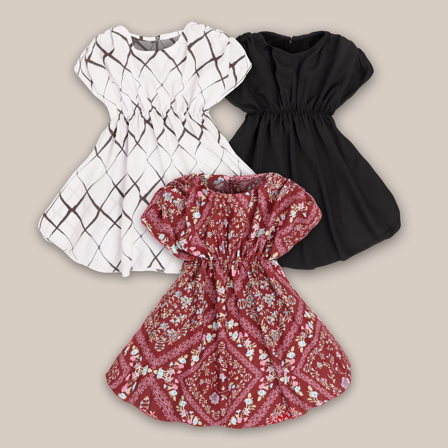 Rudraaksha stylish dress for kids girls (Pack Of 3)