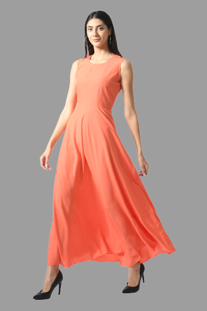 Rudraaksha women stylish and trendy crepe maxi dress with duptta