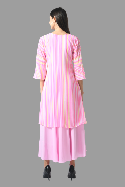 women trendy crepe maxi dress with shrug