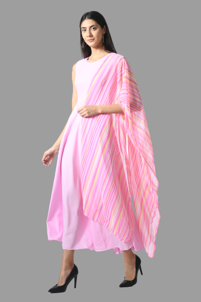 Rudraaksha women stylish and trendy crepe maxi dress with duptta