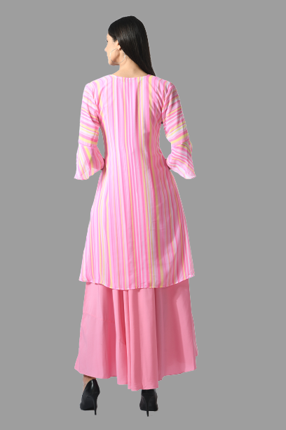 women trendy crepe maxi dress with shrug