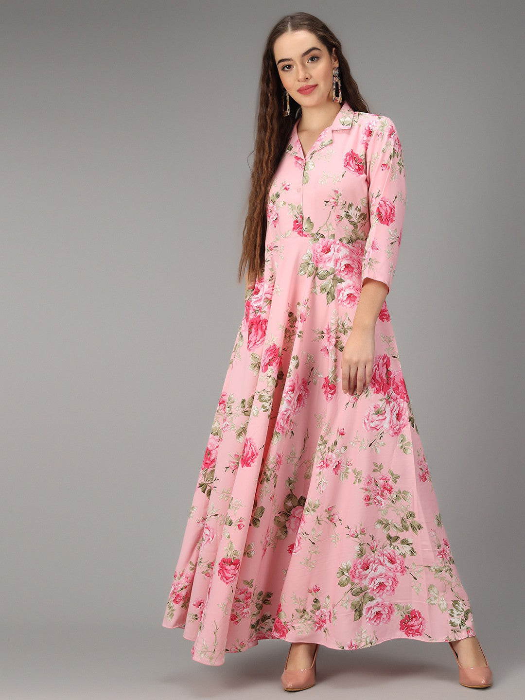 women printed pink stylish Dress