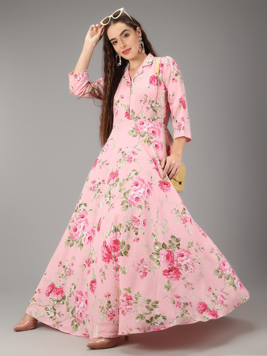 women printed pink stylish Dress