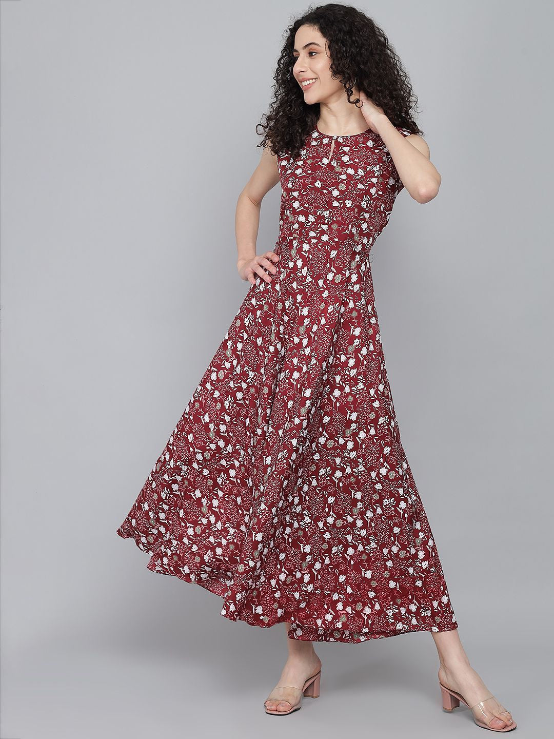 Rudraaksha trendy floral maxi dress for women RUDRAAKSHA