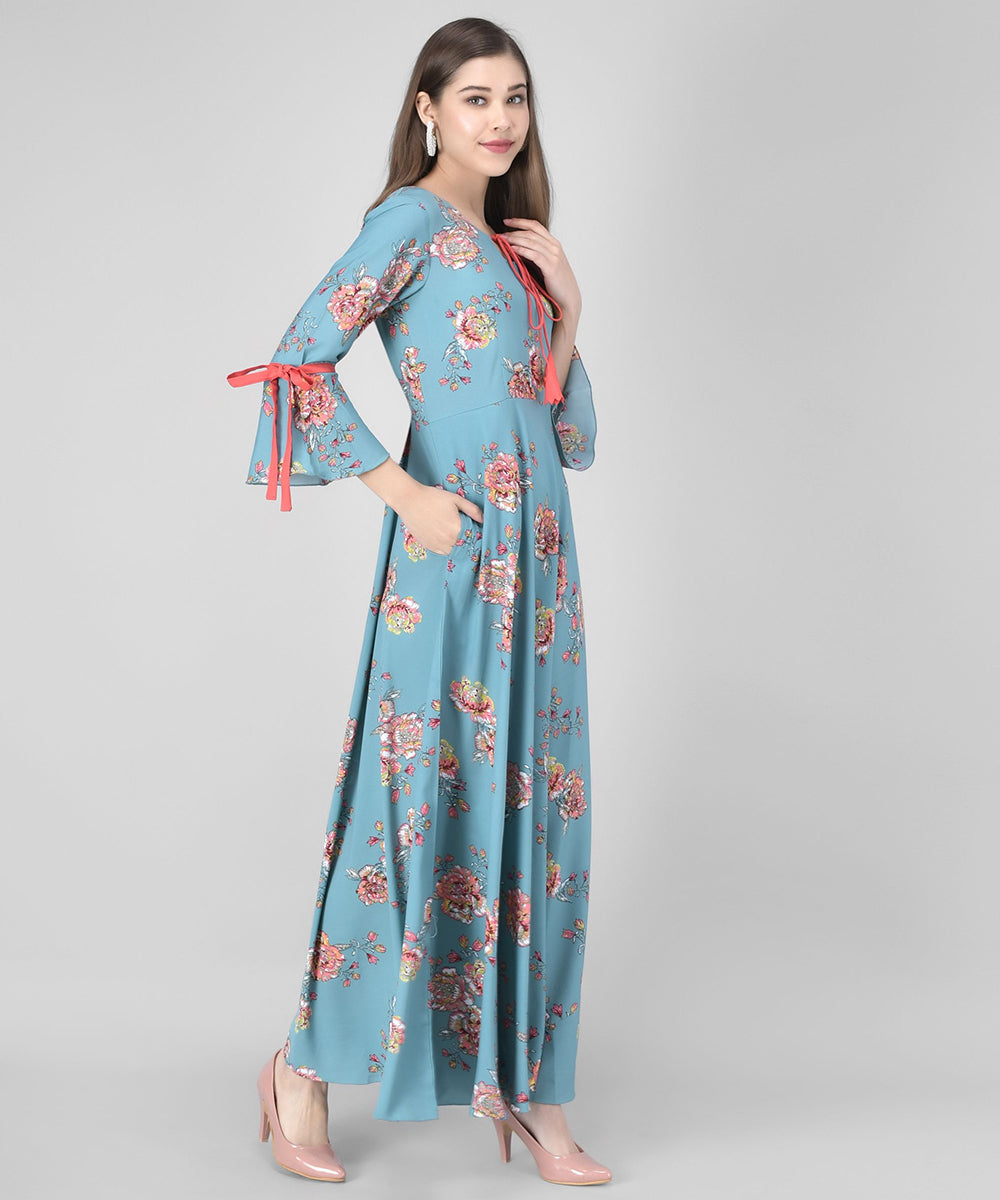 Rudraaksha women crepe bell sleeve dress