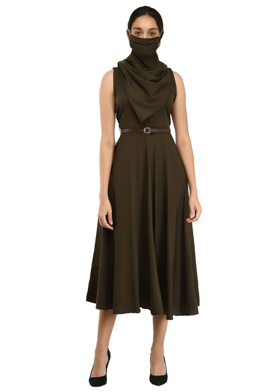 Rudraakshaksha women's crepe solid Stylish  with belt  dress