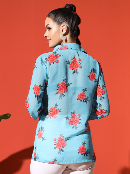 Floral Printed Georgetted Shirt