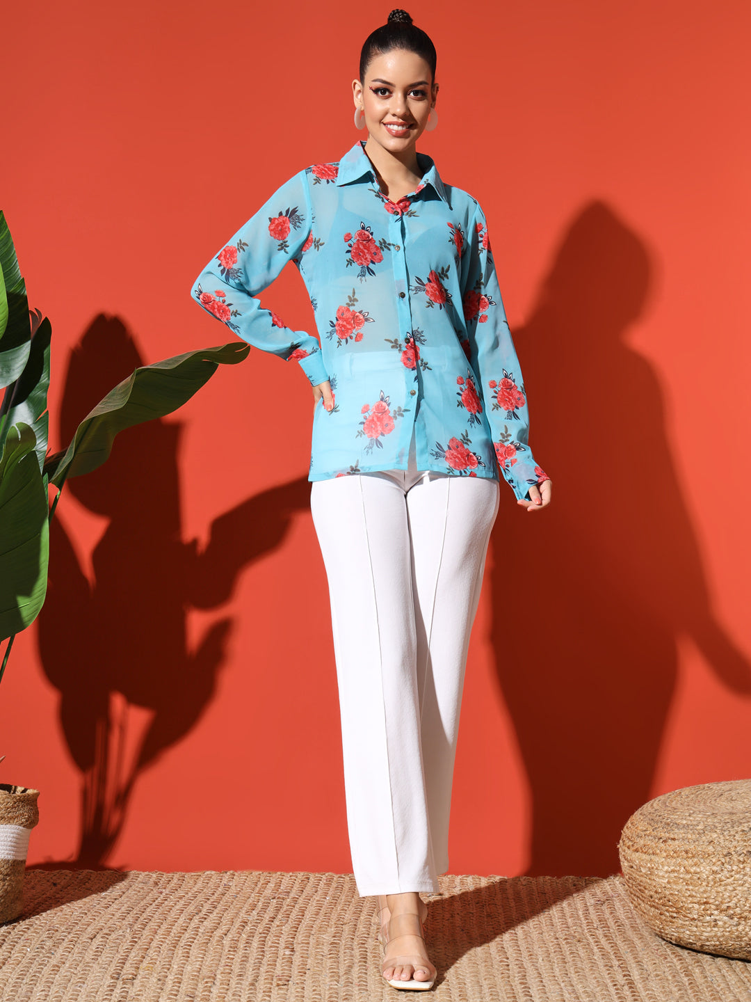 Floral Printed Georgetted Shirt