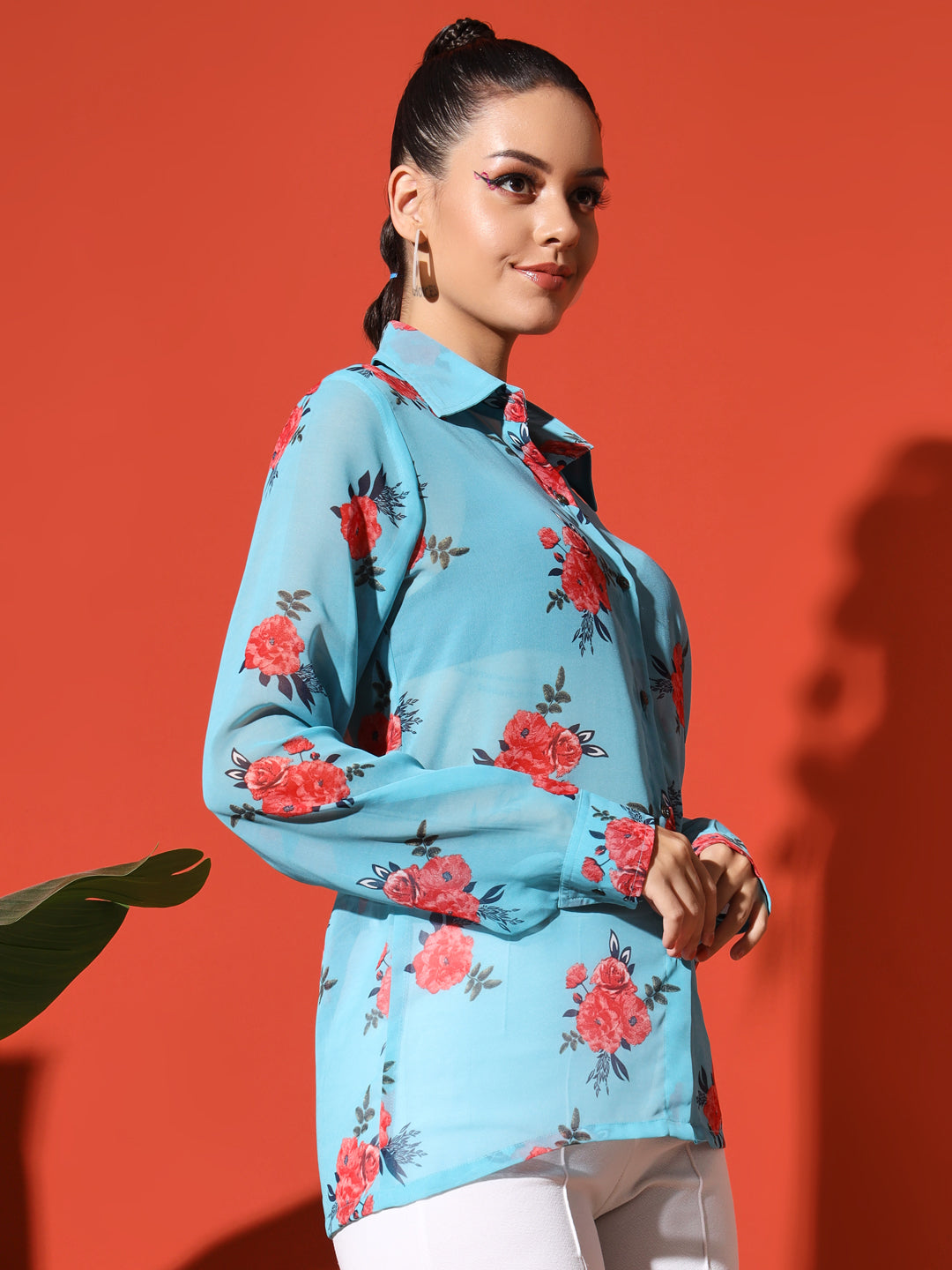 Floral Printed Georgetted Shirt