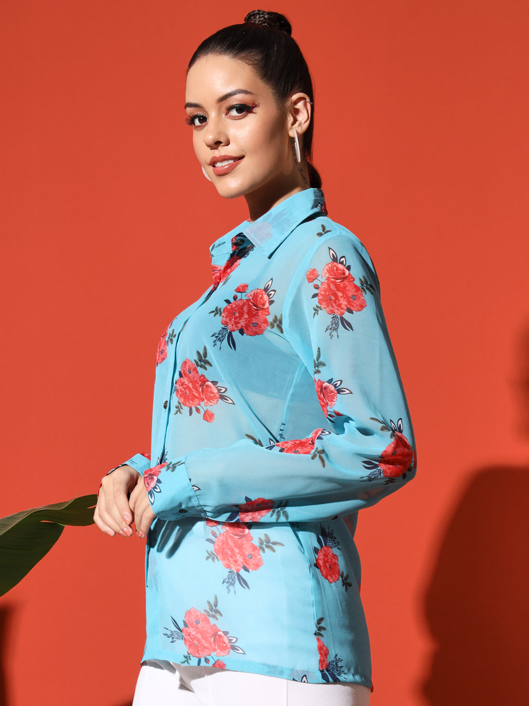 Floral Printed Georgetted Shirt