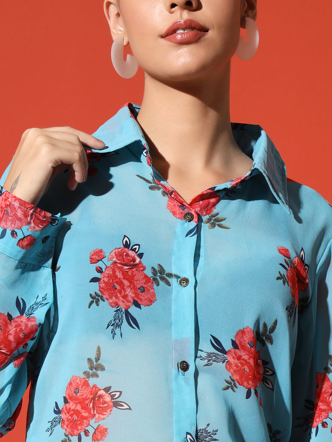 Floral Printed Georgetted Shirt