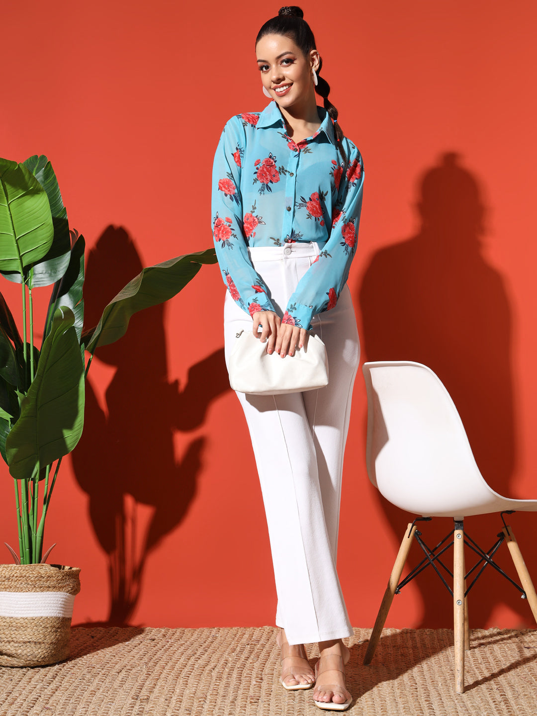 Floral Printed Georgetted Shirt