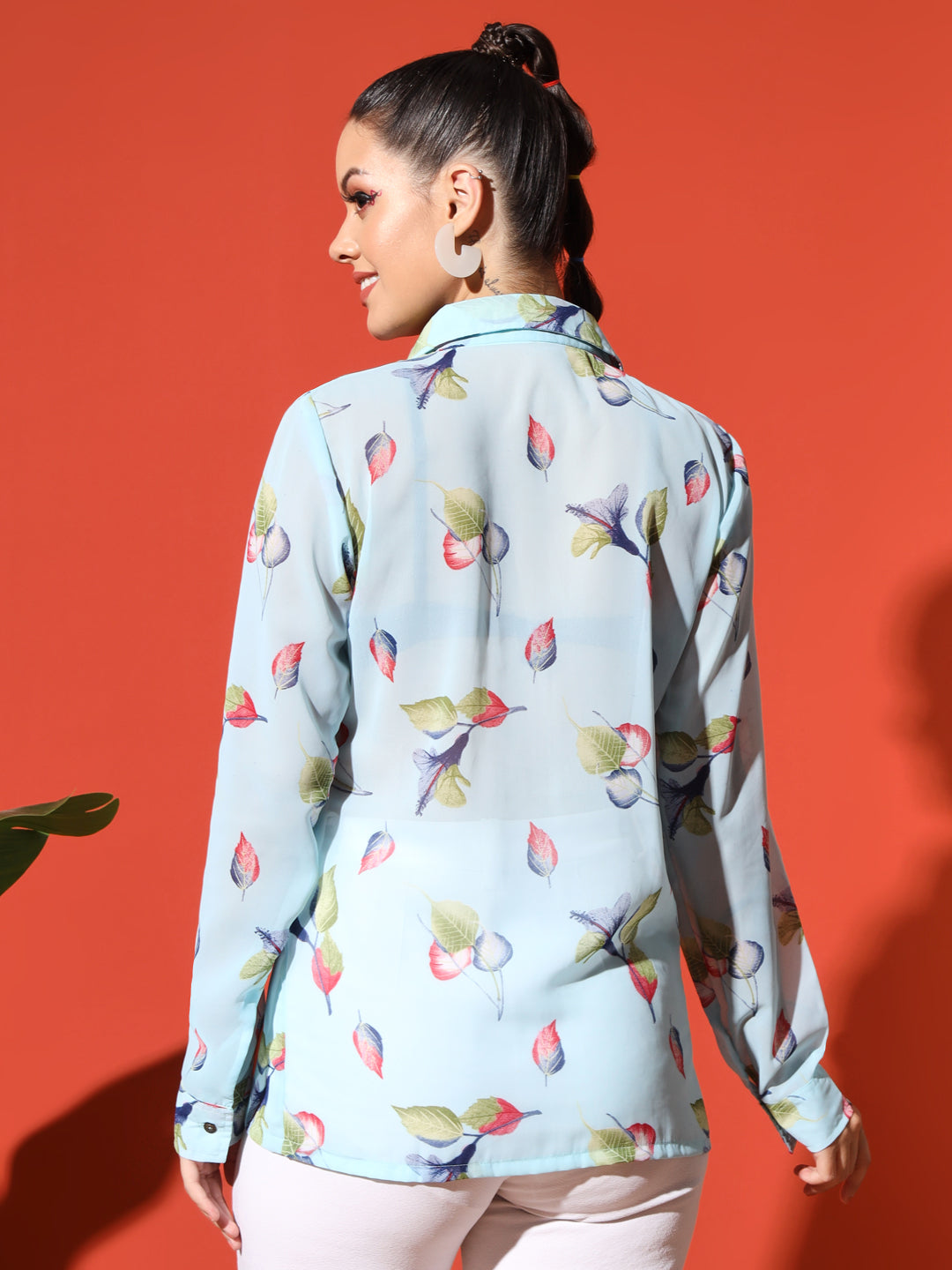 Leaf Print Georgette Shirt