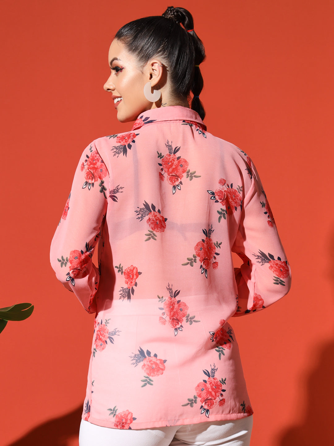 Floral Printed Georgetted Shirt
