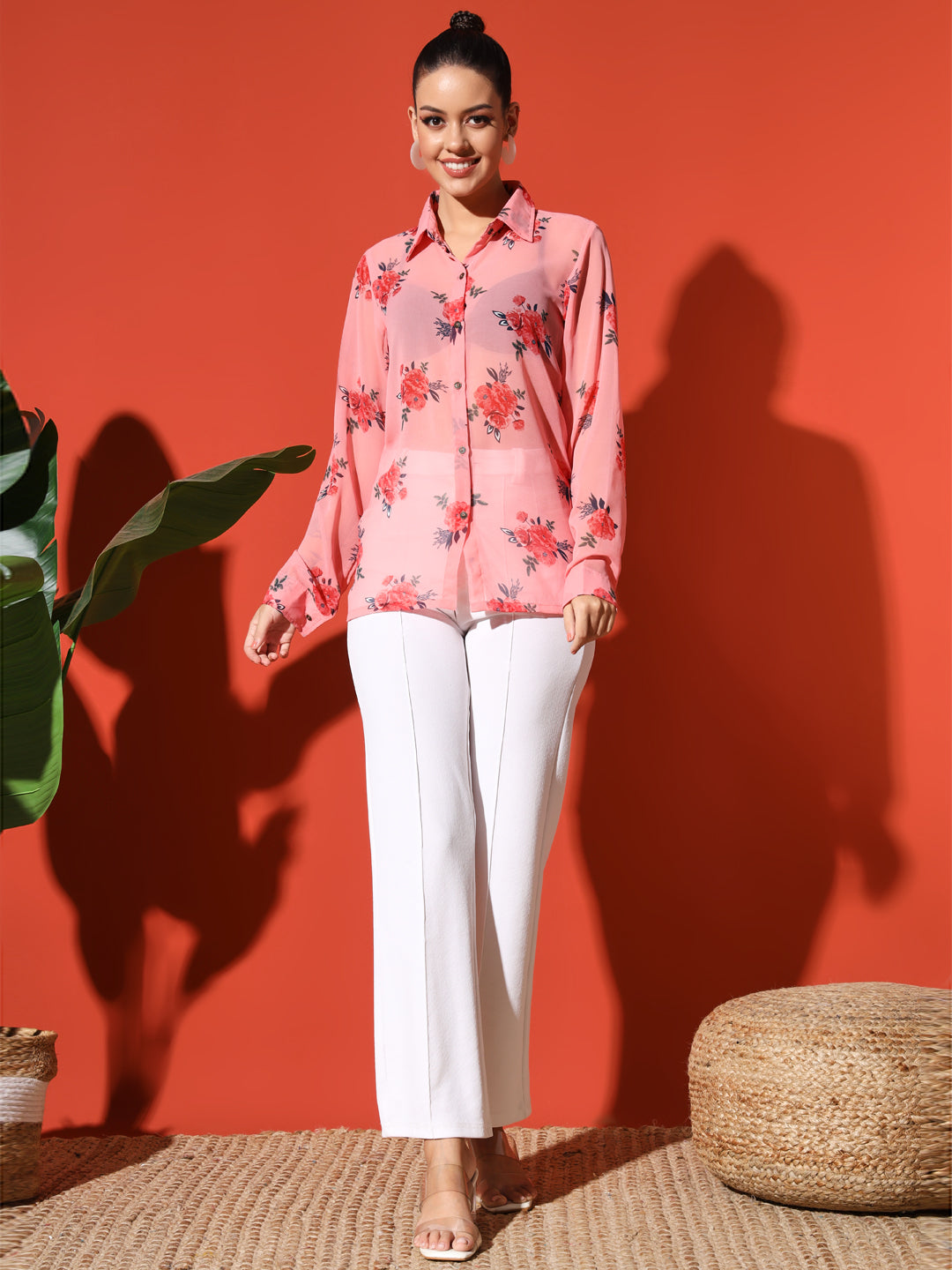Floral Printed Georgetted Shirt