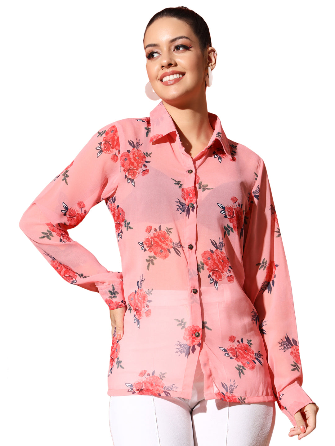 Floral Printed Georgetted Shirt