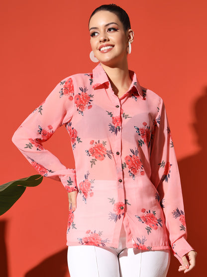 Floral Printed Georgetted Shirt