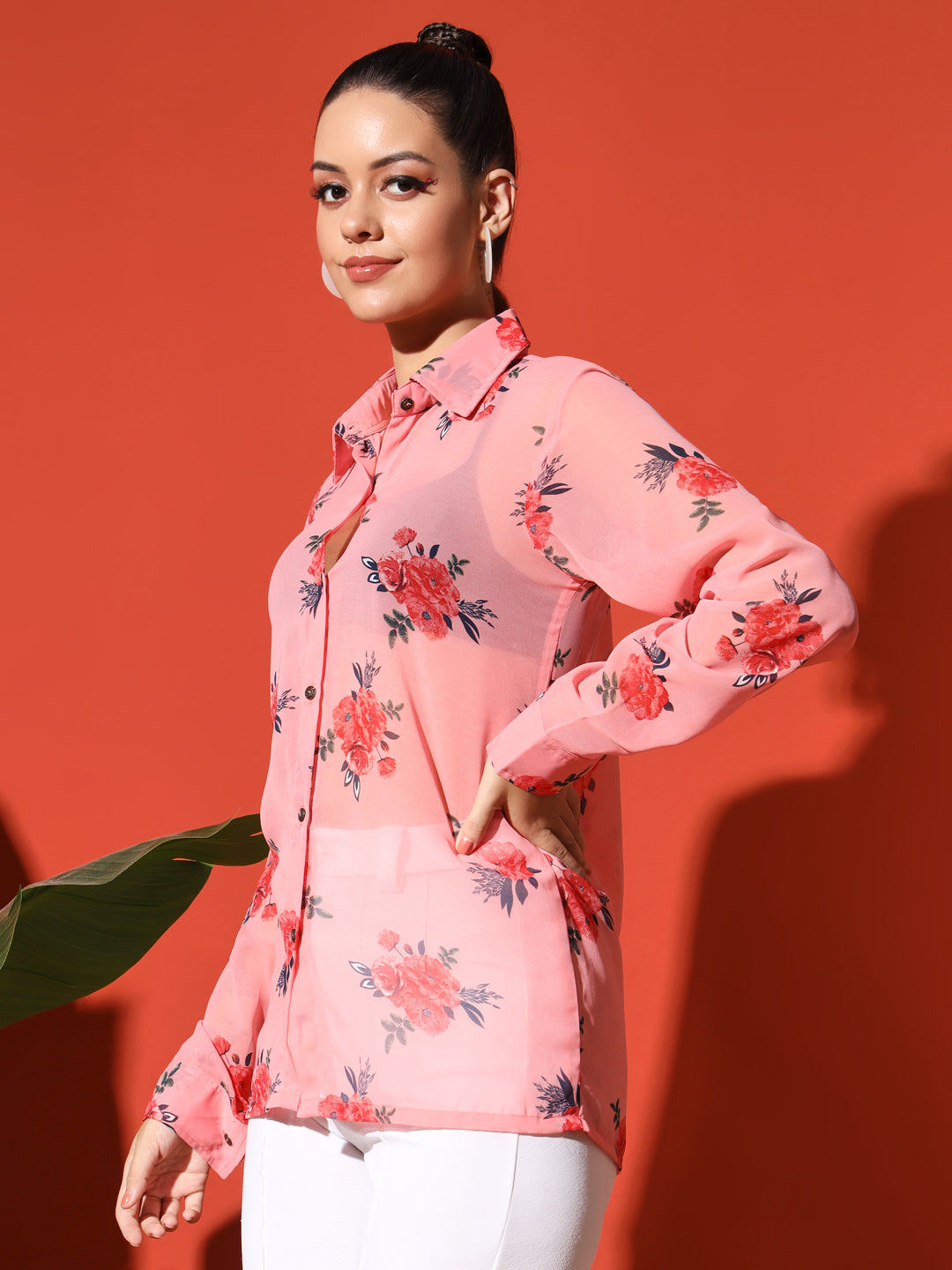 Floral Printed Georgetted Shirt