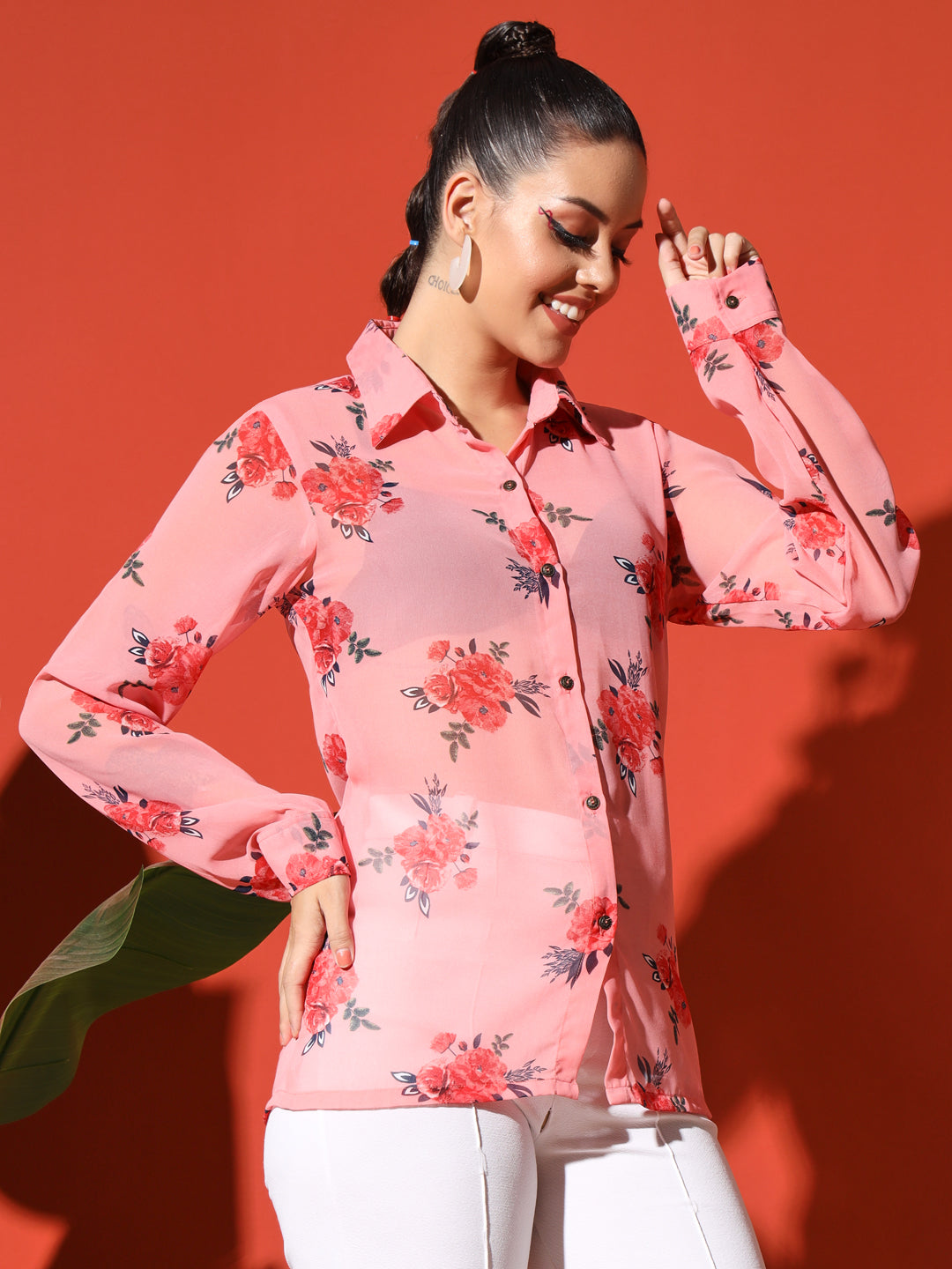 Floral Printed Georgetted Shirt