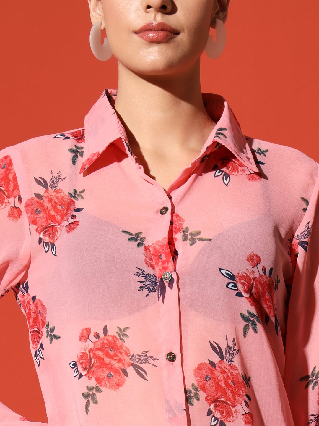 Floral Printed Georgetted Shirt