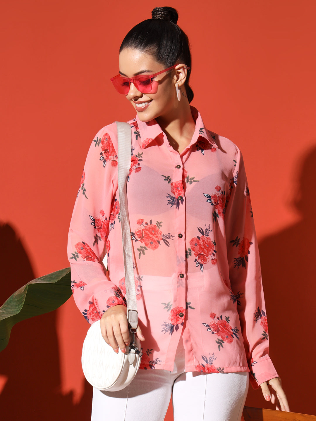Floral Printed Georgetted Shirt