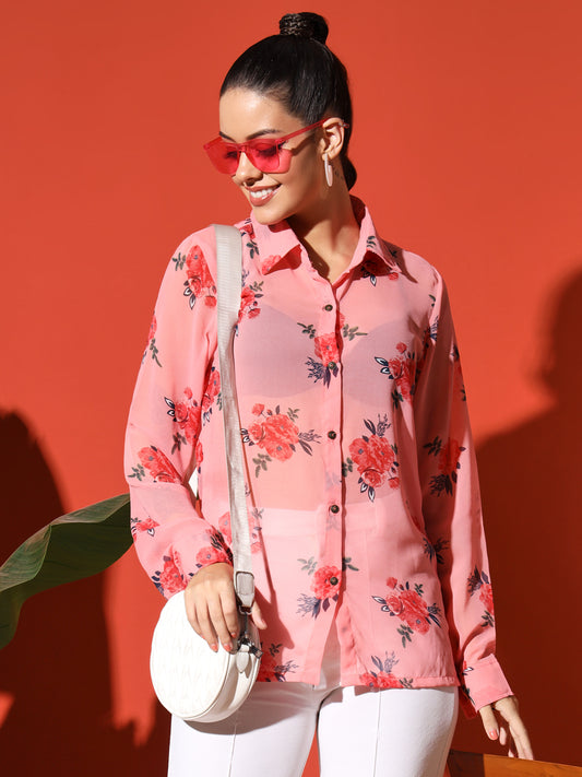 Floral Printed Georgetted Shirt