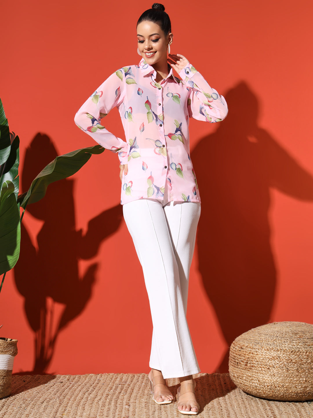 Floral Printed Georgetted Shirt
